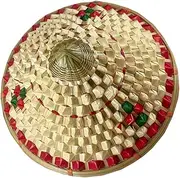 [COLLBATH] Bamboo Woven Hat Decorative Sunshade Hat Retro Pineapple Design for Outdoor Activities and Stage Performances Smooth Comfortable and Durable