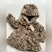 First Impressions Leopard Print Lined Button Up Jacket Coat 12m New