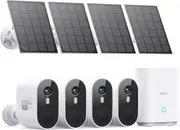 AOSU 3MP/2K Outdoor Solar-Powered Smart Camera Quad Kit