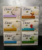 1 Of Each Dove Soap Bar Argan Shea Butter Cucumber Blue Fig Coconut Exfoliating