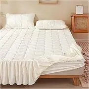 Skirt Ruffled Bed Skirt, Bed Skirt Protective Cover Fitted Sheet Mattress Cover Multiple Sizes(200x220cm)