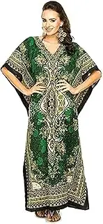 [Namoram] Floral Print Long Caftan Tunic Dress Nightdress Maxi Kaftan Plus Size Cover up Dresses for Women