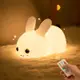 硅膠玉兔LED小夜燈USB充電雙色調光呆萌兔子拍拍燈兒童起夜伴睡燈