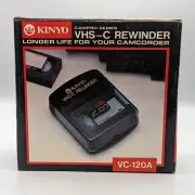 New KINYO VHS-C Black Rewinder VC-120A VC-120 w/ AC Adaptor