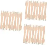 Healeved 3sets Disposable Small Fork Pickles Sticks Cake Fork Food Forks Appetizer Picks Cocktails Forks Sandwich Forks Plain Forks Salad Forks Appetizer Forks Picnic Forks Beige 100pcs*3