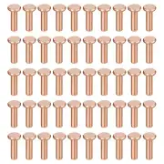 100Pcs 3mm Dia x 10mm L Shank Flat Head Copper Solid Rivets Fastener Copper Tone