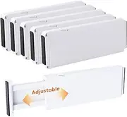 5 Pack Drawer Dividers, 11"-18" Adjustable Drawer Organisers for Clothes, 4" High, Draw Organiser for Bedroom, Bathroom/Kitchen, Office Organization and Storage