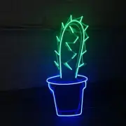 Cactus Plant Neon Sign Lamp Light 24"x12" Acrylic Glass Wall With Dimmer VH