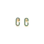 [Casablanca] Casablanca-Green And Gold Enamel C Link Stud Brass Earrings-Uomo OS OS