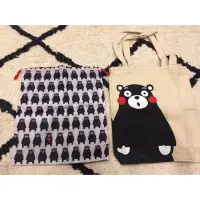 在飛比找蝦皮購物優惠-Kumamon 熊本熊 白色雙面熊購物袋+抽繩收納包 一組兩