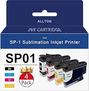Allton SP-1 SP01 Sublimation Ink Cartridges Set SP01BKS SP01CS SP01MS SP01YS Ink Cartridge Replacement for SP-1 Sublimation Inkjet Printer(4-Pack)