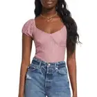 NWT BP. Nordstrom Mauve Lace Puff Sleeve Crop Top Size Large