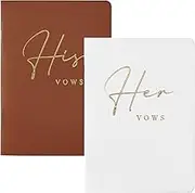 AKITSUMA Vow Books His and Her, Set of 2, Gold Foil Covers, Vow Books for Wedding (Terracotta+White)