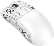 ATTACK SHARK R1 Wireless Gaming Mouse, PixArt PAW3311 Optical Sensor 18K DPI, 59g Lightweight 2.4Ghz/BT5.2/Wired Computer Mice with Programmable Buttons for PC/Laptop/Win/Mac - White&Tape