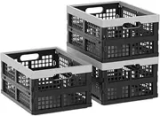 Gainhope 3-Pack 15L Plastic Storage Collapsible Crate, Folding Plastic Stackable Utility Crate