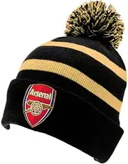 Arsenal English Premier League Black/Gold Knitted Ski Bobble Hat - Authentic EPL, Multi, One Size