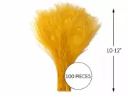 100 Pieces – Golden Yellow Bleached & Dyed Peacock Tail Eye Wholesale Feathers