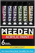 MEEDEN Fluorescent Acrylic Paint Set, Heavy Body Neon Acrylic Paints, 6 Colors 0.74 oz/22 ml, Glow in the Dark Acrylic Paint Non Toxic Art Craft Paints for Artists Adults Beginners, Art Supplies