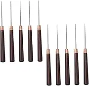 DOITOOL 10pcs Wooden Handle Awl Sewing Awl Handled Small Punch Hole Scratch Stitch for Clothes Hole Punch Embroidery Awl Tool Sewing Stitching Tools Supplies Awl Tools Stainless Steel
