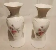 2 Donegal IRISH Parian China ‘Mystical Rose’ Vases- Original Labels Great gift