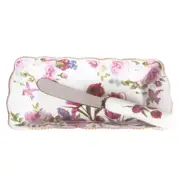 Rose & Tulip Fine China - Butter Dish with Knife