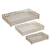 3 Size - Mirrored Tray Home Decor Crystal makeup Perfume