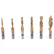 M3-M10 Hex Shank Titanium Plated HSS Hand Screw Thread Metric Tap Drill Bi';x