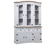 Buffet & Hutch Mexican Pine White Sideboard Rustic Display Cabinet Solid Wood