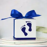 Baby Footprint Baby Shower Gift Boxes 10pk - Navy Blue