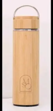 Bamboo Tumbler With Removable Tea Infuser, With Handle-Stainless Steel Interior