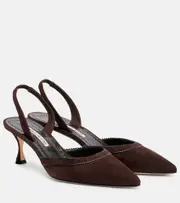 [Manolo Blahnik] Manolo Blahnik Brontiasli 50 suede slingback pumps AU 7 brown
