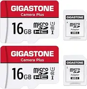 Gigastone 16GB 2-Pack Micro SD Card, Camera Plus 85MB/s, Full HD Video, U1 C10 Class 10 Micro SDHC UHS-I Memory Card, with MicroSD to SD Adapter