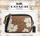 NWT COACH MINI JAMIE CAMERA Floral Crossbody Bag In TAN MULTI Sig Canvas Leather