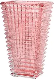 [mcmcncuiu] Crystal Vase, Pink Glass Vase, Heavy Duty Glass Vase, Pink Vase, Flower Vase, Large Glass Vase, Modern Decorative Vase for Living Room, Shelf, Mantle, Dining Table, Birthday, 9 Inches