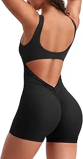 [YEOREO] One Piece Workout Jumpsuits for Women Backless Tummy Control Sleeveless Jumpsuits Lizvette V Back Scrunch Yoga Romper