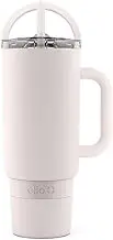 Ello Port 40oz Tumbler with Carry Loop & Integrated Handle, Vacuum Insulated Stainless Steel Reusable Water Bottle, Travel Mug with Leak Proof Lid & Straw, Perfect for Iced Coffee & Tea, Cream