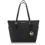 【MICHAEL KORS】十字紋皮革 / 大款 / 肩背 托特包(黑色)