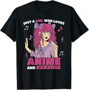 [X.Style] Just A Girl Who Loves Anime and Karaoke ds725 T-Shirt (S) Black