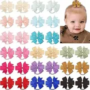 30PCS 2 Inches Baby Girls Hair Bows Ties Mini Pinwheel Boutique Elastic Hair Rubber Ribbon Hair Band Accessories for Kids Toddlers Infants