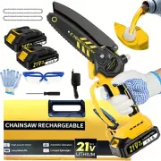 Mini Chainsaw Cordless 15.24cm Chainsaw - 2 Batteries&Chains Lightweight Safety