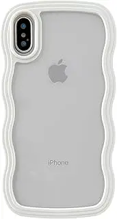 Caseative for iPhone X/Xs Case, Cute Curly Wave Frame Shape Shockproof Soft Compatible with iPhone Case (White,iPhone X/Xs)
