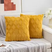 Soft Plush Short Wool Pillow Covers 18 x 18 Inch Set of 2 Boho Decorative