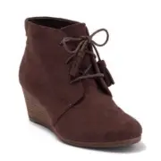 Dr. Scholl’s Dakota Wedge Booties Dark Brown Sz 9.5 Faux Suede Vegan Fabric