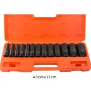 13 Piece Deep Impact Socket Set Metric 10 to 32mm with Red Storage Case 1/2