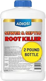 Adios! Sewer and Septic Root Killer for Trees and Shrubs, Copper Sulfate Formula Protects Sewer Pipes, Drains and Septic Tanks from Invasive Root Growth (2 Pound)