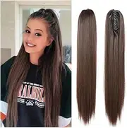 20 Inch Strap Ponytail Wig Claw Clip Long Straight Fake Pony tail Natural Fake Ponytail Piece Ponytail Hairpiece Wig Hair Extensions