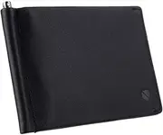 [Silent Pocket] SLNT Leather RFID & NFC Blocking Money Clip Bi-Fold Wallet - Slim Profile, Lightweight Design for Men, Great for Travel - Signal Blocking Keeps Your Information Secure (Napa Leather, Black)