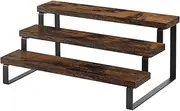 YINMIT 3 Tier Brown Wooden Display Riser Stand, Tiered Perfume & Cologne Organizer, Spice Rack, Rustic Candles Shelf