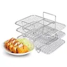 Stackable Grilling Rack 3-Layers Air Fryer Shelf Baking Pan Microwave