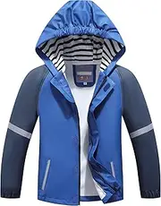 [BenBoy] Kids Rain Jacket Lightweight Rain Coat Hooded Outdoor Waterproof Windbreaker for Boys Girls